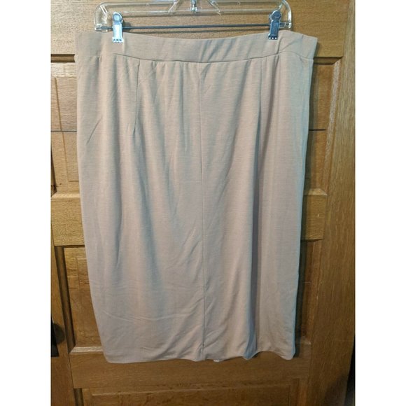 Serena Williams Tan Button Asymmetrical Skirt Size L Large Jersey Lined - Picture 2 of 6